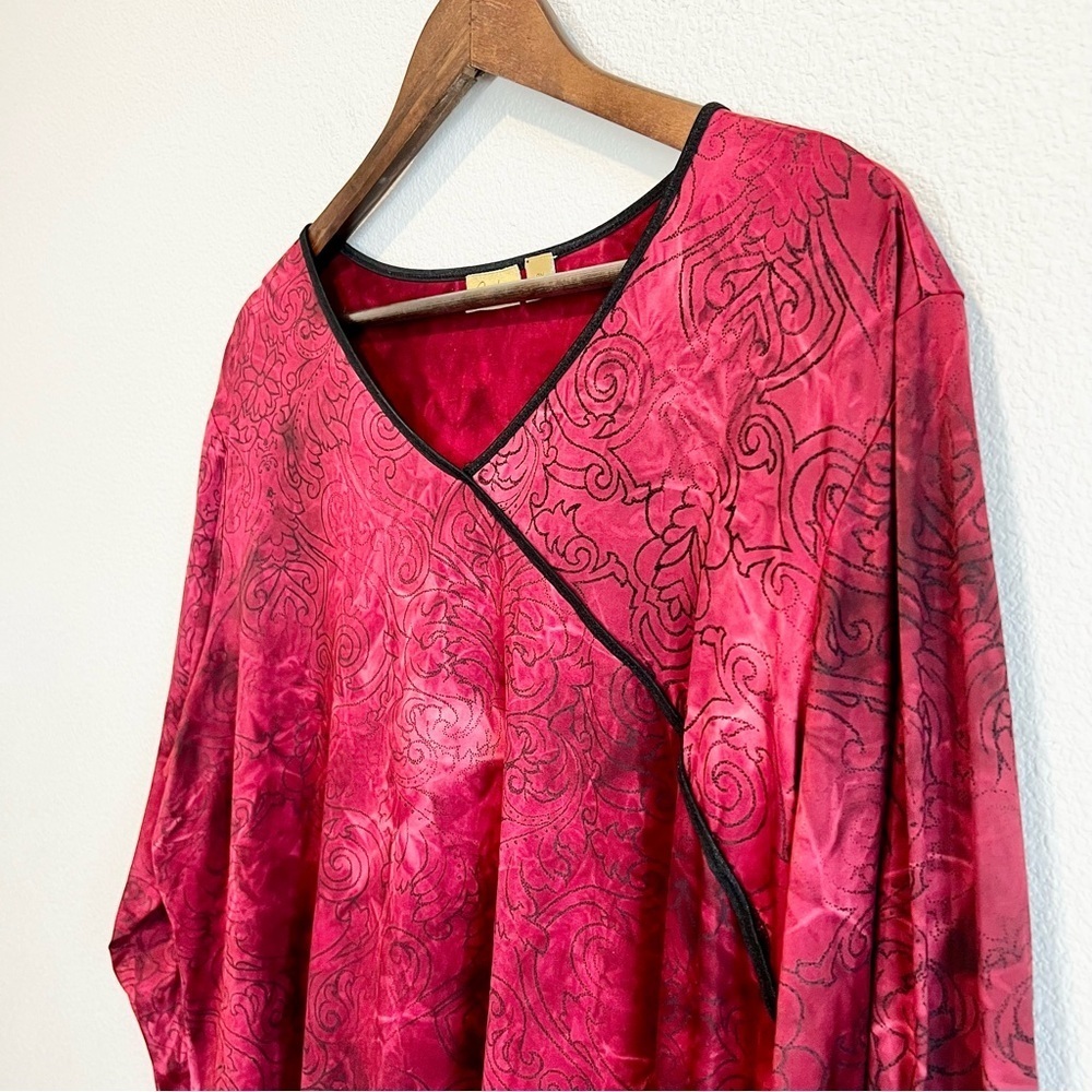 Caslon Red Velvet Blouse 2X Plus Dark Romantic Witchy Luxe Top - Picture 3 of 12